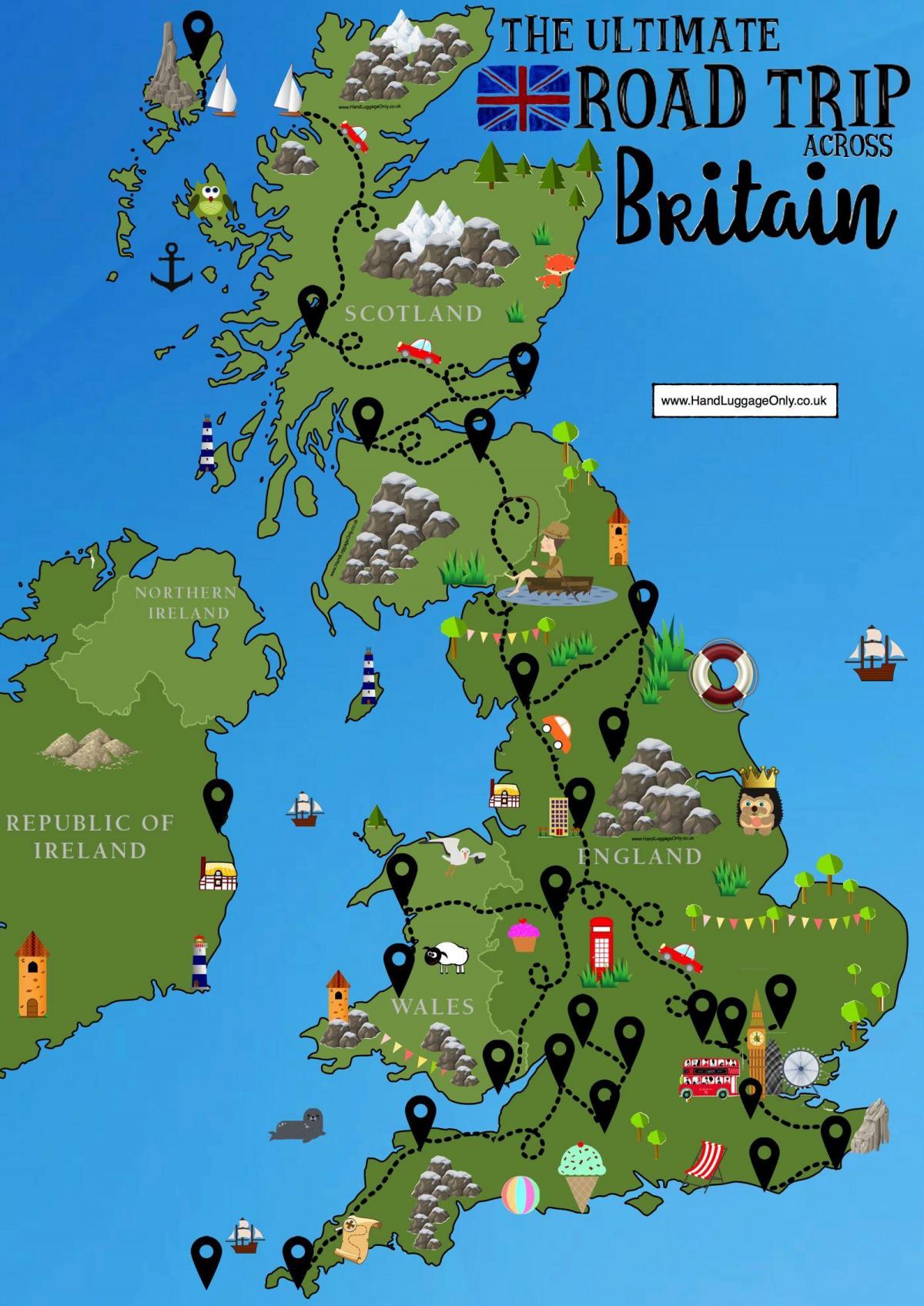 map of uk tourist attractions